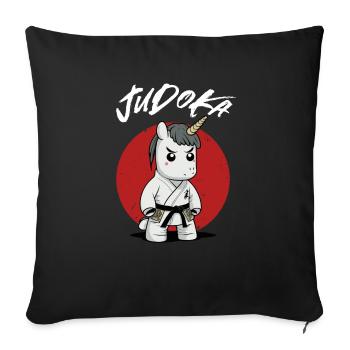 Niedliches Judoka Einhorn - Judo Judoist - Sofakissenbezug 45 x 45 cm - Schwarz - Vorne