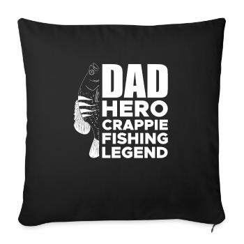 Papa Héros Crappie Légende de la pêche - Housse de coussin décorative 45 x 45 cm - noir - Devant