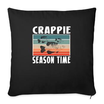 Crappie Season Time Shirt Gift Vintage Retro - Sofa pillowcase 17,3'' x 17,3'' (45 x 45 cm) - black - Front