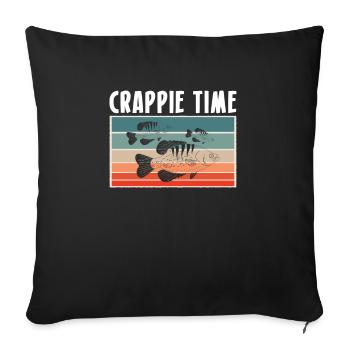 Vintage Retro Crappie Time Shirt - Sofa pillowcase 17,3'' x 17,3'' (45 x 45 cm) - black - Front