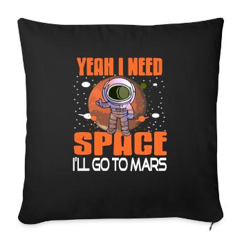 yes i need space i'll go to mars retro funny - Sofa pillowcase 17,3'' x 17,3'' (45 x 45 cm) - black - Front