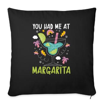 Tu m’as eu au cocktail de boissons alcoolisées Margarita - Housse de coussin décorative 45 x 45 cm - noir - Devant