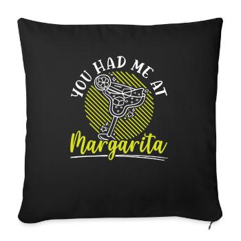 Tu m’as eu au cocktail de boissons alcoolisées Margarita - Housse de coussin décorative 45 x 45 cm - noir - Devant