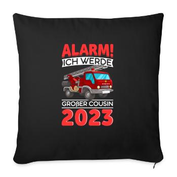 Children's Alarm I'm going to be Big Cousin 2023 - Sofa pillowcase 17,3'' x 17,3'' (45 x 45 cm) - black - Front