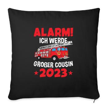 Children's Alarm I'm going to be Big Cousin 2023 - Sofa pillowcase 17,3'' x 17,3'' (45 x 45 cm) - black - Front