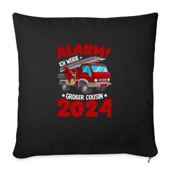 Children's Alarm I'm going to be a Big Cousin 2024 - Sofa pillowcase 17,3'' x 17,3'' (45 x 45 cm) - black - Front