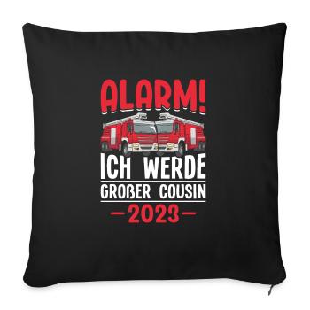 Children's Alarm I'm going to be Big Cousin 2023 - Sofa pillowcase 17,3'' x 17,3'' (45 x 45 cm) - black - Front