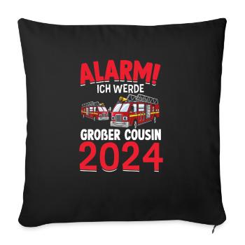 Children's Alarm I'm going to be a Big Cousin 2024 - Sofa pillowcase 17,3'' x 17,3'' (45 x 45 cm) - black - Front