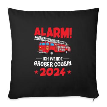 Children's Alarm I'm going to be a Big Cousin 2024 - Sofa pillowcase 17,3'' x 17,3'' (45 x 45 cm) - black - Front