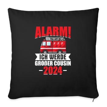 Children's Alarm I'm going to be a Big Cousin 2024 - Sofa pillowcase 17,3'' x 17,3'' (45 x 45 cm) - black - Front