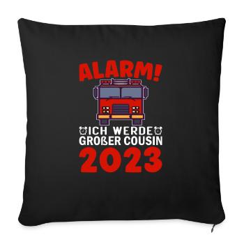 Children's Alarm I'm going to be Big Cousin 2023 - Sofa pillowcase 17,3'' x 17,3'' (45 x 45 cm) - black - Front