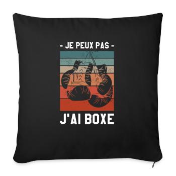 Je Peux Pas J'ai Boxe Boxeur - Housse de coussin décorative 45 x 45 cm - noir - Devant