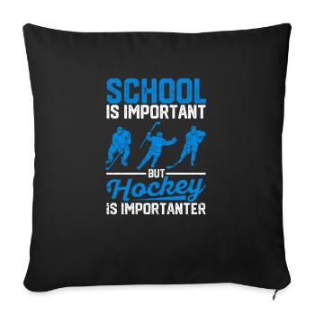 L’école est importante, mais le hockey est plus important - Housse de coussin décorative 45 x 45 cm - noir - Devant