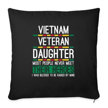 Fière fille d’un vétéran du Vietnam - Housse de coussin décorative 45 x 45 cm - noir - Devant