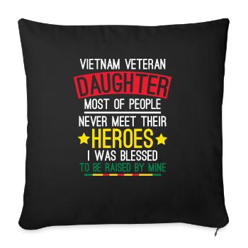 Fière fille d’un vétéran du Vietnam - Housse de coussin décorative 45 x 45 cm - noir - Devant