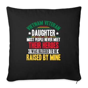 Fière fille d’un vétéran du Vietnam - Housse de coussin décorative 45 x 45 cm - noir - Devant