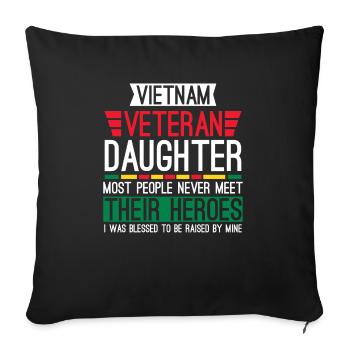 Fière fille d’un vétéran du Vietnam - Housse de coussin décorative 45 x 45 cm - noir - Devant