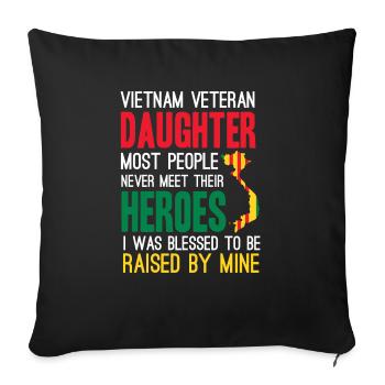 Fière fille d’un vétéran du Vietnam - Housse de coussin décorative 45 x 45 cm - noir - Devant