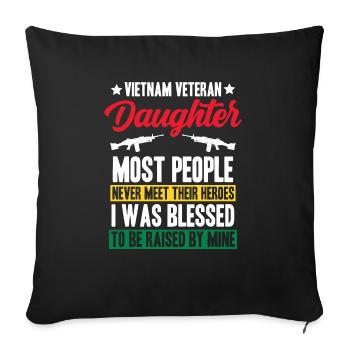 Fière fille d’un vétéran du Vietnam - Housse de coussin décorative 45 x 45 cm - noir - Devant