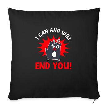 Angry Mean Cat Pet Owner Cute Feline Pet Kitten - Sofa pillowcase 17,3'' x 17,3'' (45 x 45 cm) - black - Front