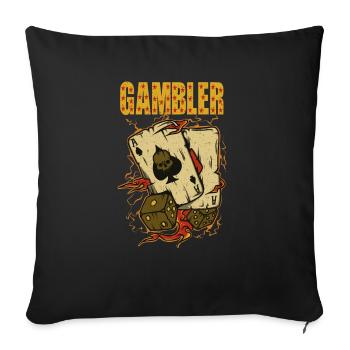 Gambler Poker Blackjack - Sofakissenbezug 45 x 45 cm - Schwarz - Vorne