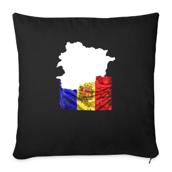 Andorra Flagge Und Landkarte - Sofakissenbezug 45 x 45 cm - Schwarz - Vorne