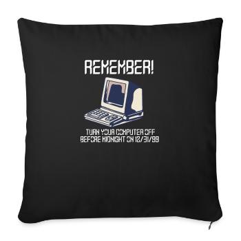 Funny y2k Computer Shirt, 1999, Funny Tech Shirts, - Sofa pillowcase 17,3'' x 17,3'' (45 x 45 cm) - black - Front