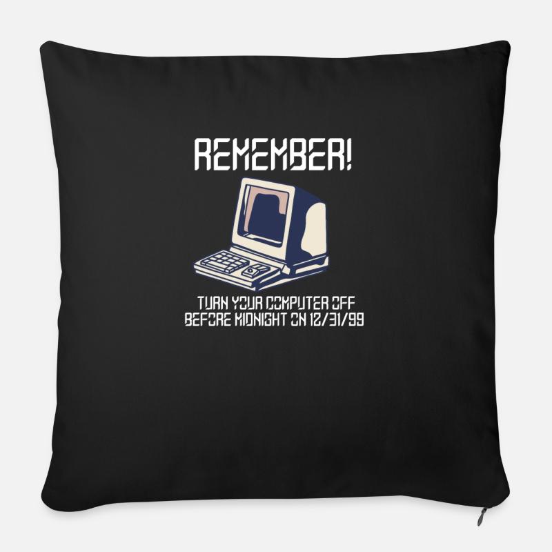 Funny y2k Computer Shirt, 1999, Funny Tech Shirts, - Sofa pillowcase 17,3'' x 17,3'' (45 x 45 cm) - black