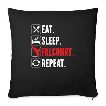 Eat Sleep Falconry Repeat Bird Ornithology Falcon - Sofa pillowcase 17,3'' x 17,3'' (45 x 45 cm) - black - Front