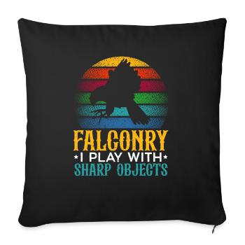 Falconry Falconing Bird Lover Ornithology Falcon - Sofa pillowcase 17,3'' x 17,3'' (45 x 45 cm) - black - Front