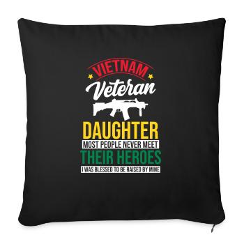 Fière fille d’un vétéran du Vietnam - Housse de coussin décorative 45 x 45 cm - noir - Devant