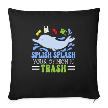 Dolphin Lover Marine Biology Animal sous-marin - Housse de coussin décorative 45 x 45 cm - noir - Devant