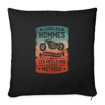 Mais Les Meilleurs Deviennent Motards Moto Motard - Housse de coussin décorative 45 x 45 cm - noir - Devant