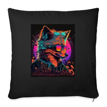 Rétro Futuriste Synthwave Fox - Housse de coussin décorative 45 x 45 cm - noir - Devant