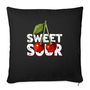 Sour cherries twin siblings design - Sofa pillowcase 17,3'' x 17,3'' (45 x 45 cm) - black - Front