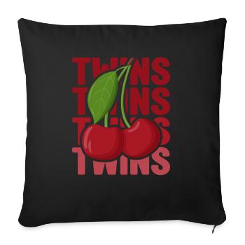 Sour cherries twin siblings design - Sofa pillowcase 17,3'' x 17,3'' (45 x 45 cm) - black - Front