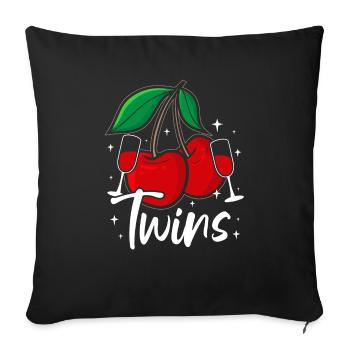Sour cherries twin siblings design - Housse de coussin décorative 45 x 45 cm - noir - Devant