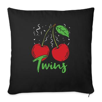 Sour cherries twin siblings design - Sofa pillowcase 17,3'' x 17,3'' (45 x 45 cm) - black - Front