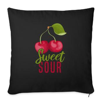 Sour cherries twin siblings design - Sofa pillowcase 17,3'' x 17,3'' (45 x 45 cm) - black - Front