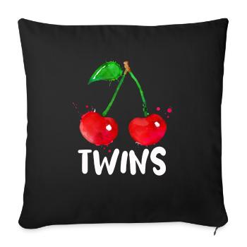 Sour cherries twin siblings design - Housse de coussin décorative 45 x 45 cm - noir - Devant