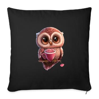 owl animal sweet wild bird zoo forest nature child - Sofa pillowcase 17,3'' x 17,3'' (45 x 45 cm) - black - Front