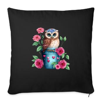 owl animal sweet wild bird zoo forest nature child - Sofa pillowcase 17,3'' x 17,3'' (45 x 45 cm) - black - Front