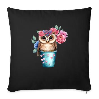 owl animal sweet wild bird zoo forest nature child - Sofa pillowcase 17,3'' x 17,3'' (45 x 45 cm) - black - Front