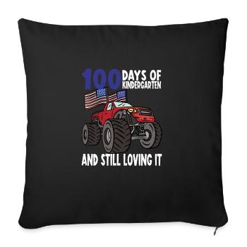 100 Days Of Kindergarten Mosnter Trucks - Sofa pillowcase 17,3'' x 17,3'' (45 x 45 cm) - black - Front
