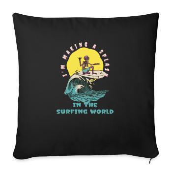 Je fais sensation dans le monde du surf Surfer - Housse de coussin décorative 45 x 45 cm - noir - Devant