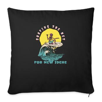 Surfer sur le Net pour de nouvelles idées Drôle de surfeur rétro - Housse de coussin décorative 45 x 45 cm - noir - Devant