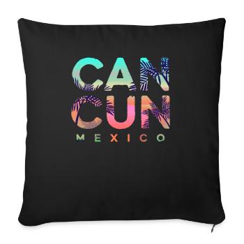 Cancun Mexique Yucatan vacances voyage de vacances - Housse de coussin décorative 45 x 45 cm - noir - Devant