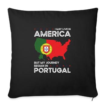 Né portugais Portugal États-Unis - Housse de coussin décorative 45 x 45 cm - noir - Devant