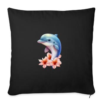 dolphin animal cute wild zoo sea ocean nature child - Sofa pillowcase 17,3'' x 17,3'' (45 x 45 cm) - black - Front