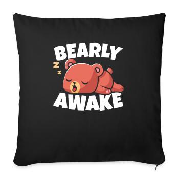 Bearly Awake Sleeping Bear Lover Wildlife Animal - Sofa pillowcase 17,3'' x 17,3'' (45 x 45 cm) - black - Front
